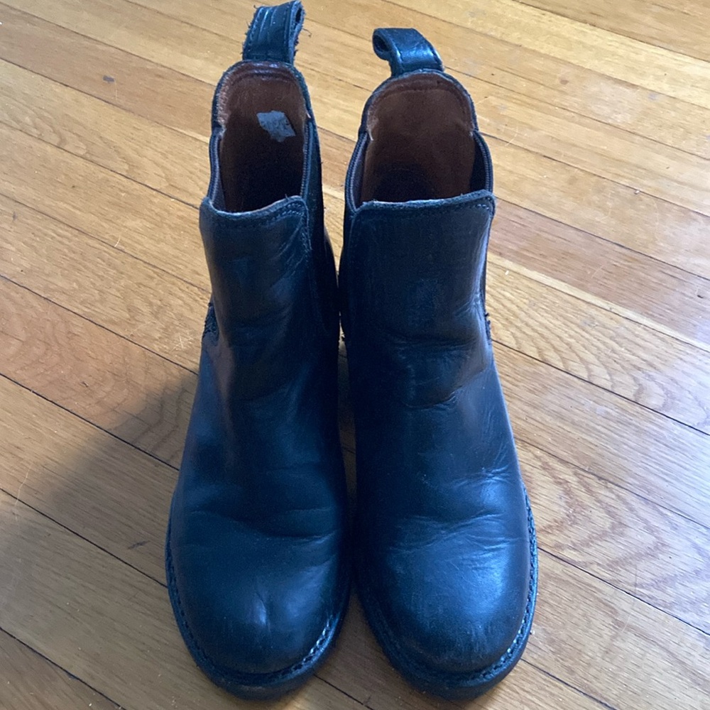 Frye Black Leather Ankle Boots
